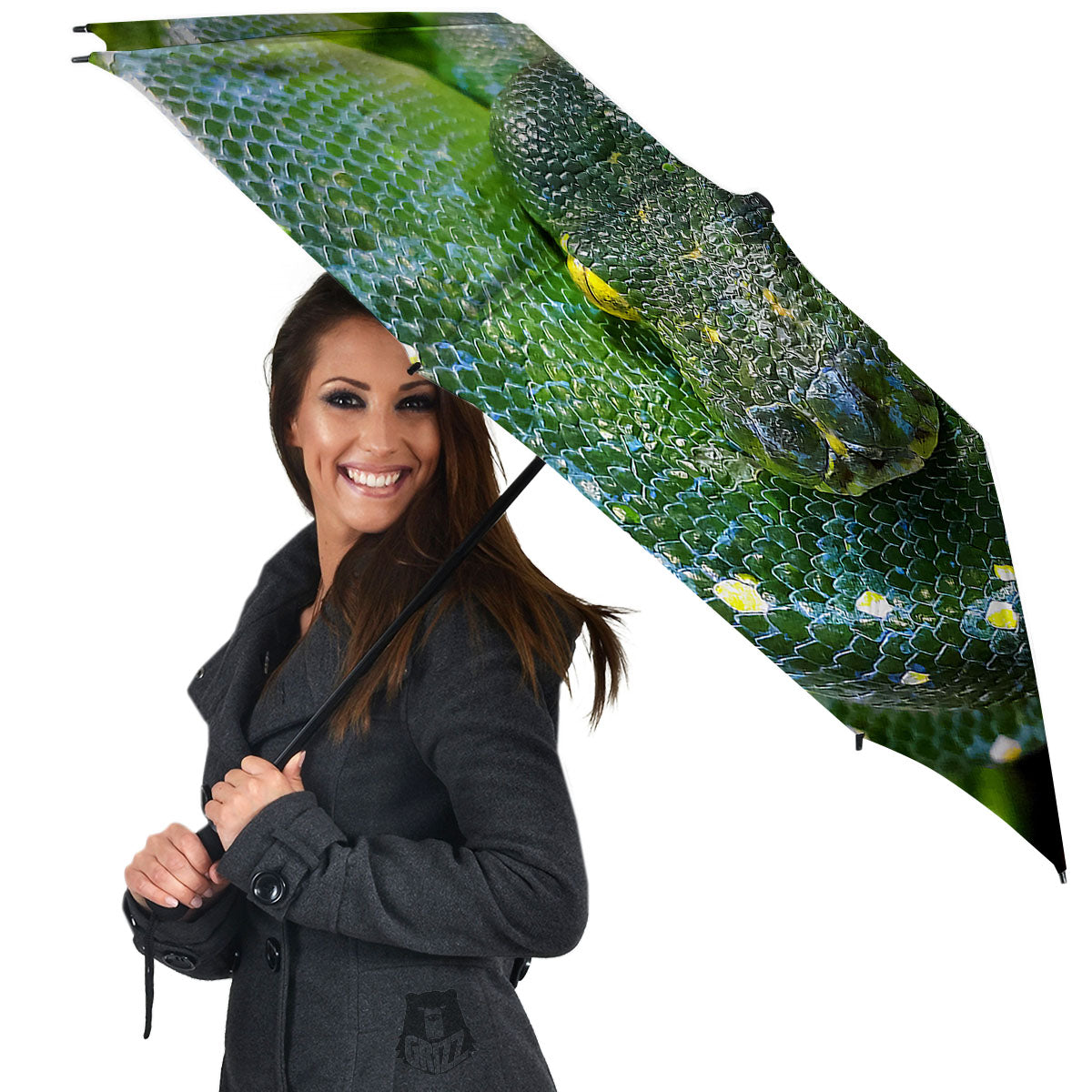 Python Snake Green Reticulated Print Umbrella-grizzshop