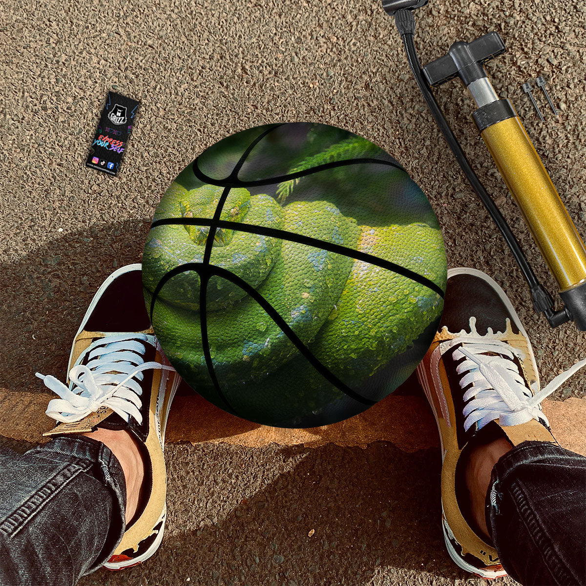 Python Snake Green Tree Print Basketball-grizzshop