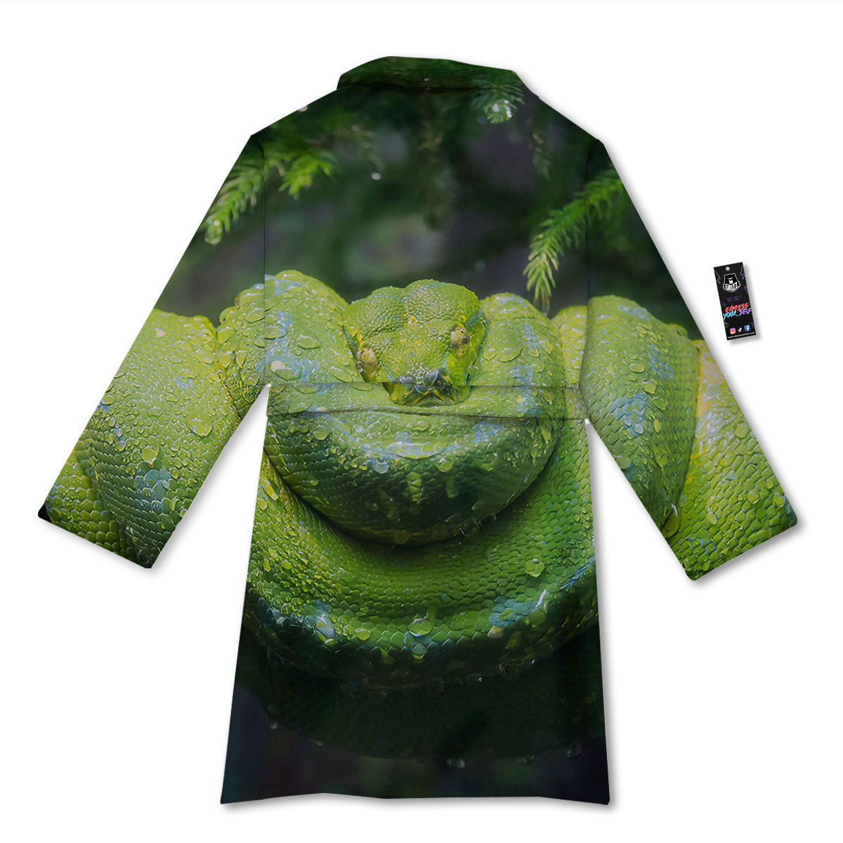 Python Snake Green Tree Print Bathrobe-grizzshop