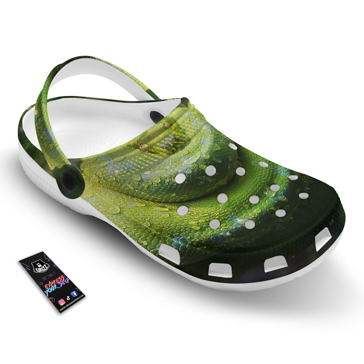 Python Snake Green Tree Print Clog-grizzshop