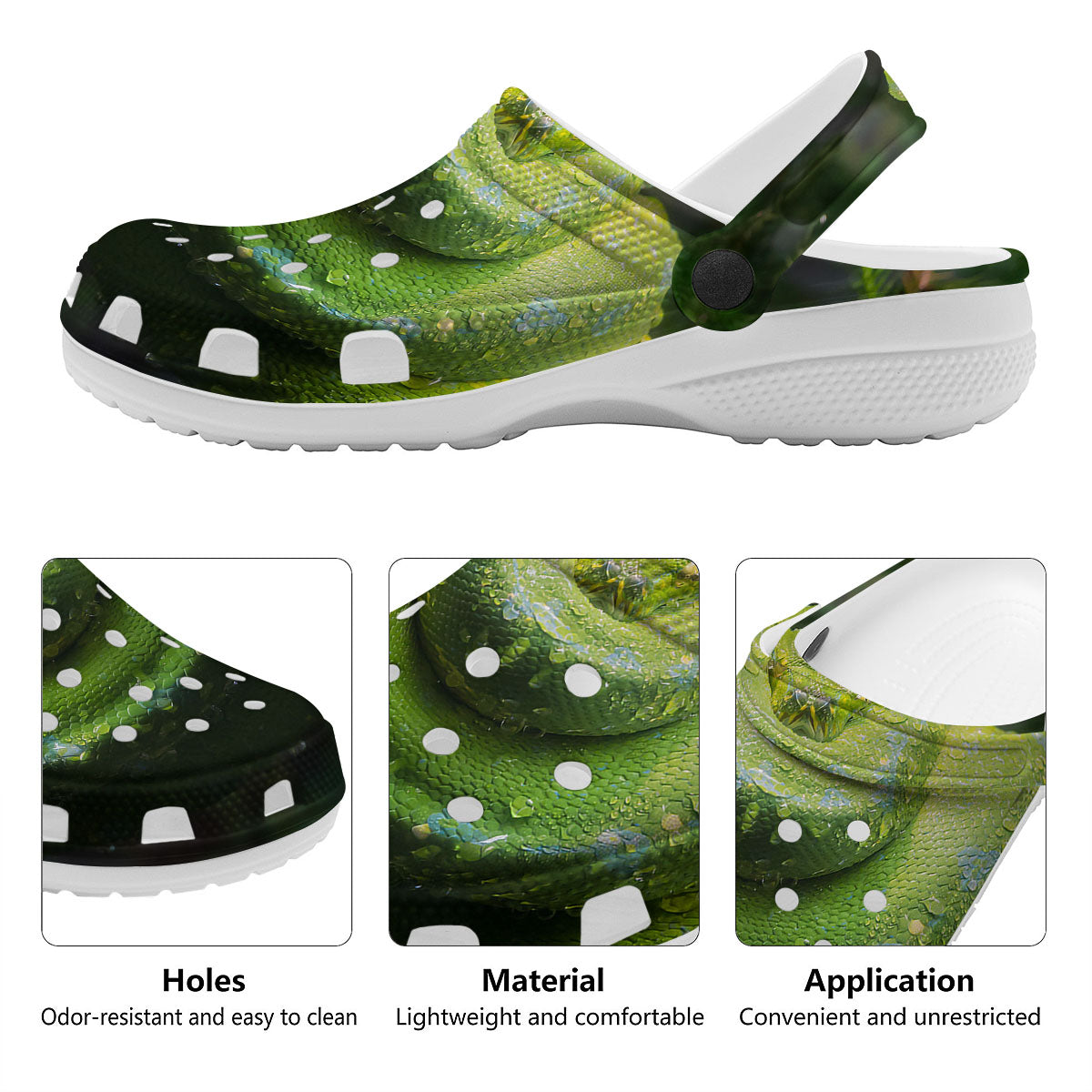 Python Snake Green Tree Print Clog-grizzshop