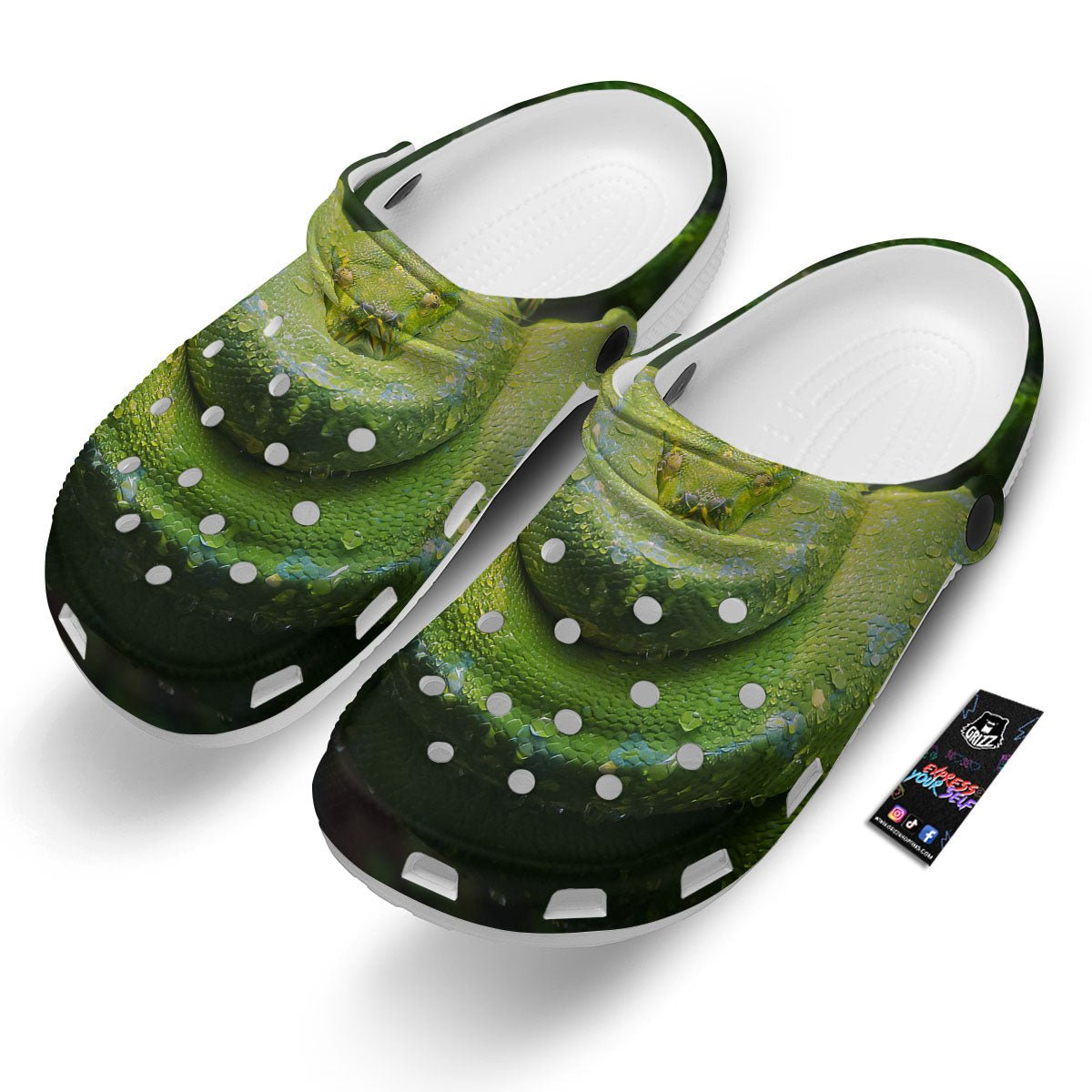 Python Snake Green Tree Print Clog-grizzshop