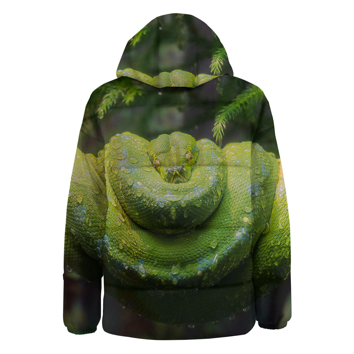 Python Snake Green Tree Print Down Jacket-grizzshop