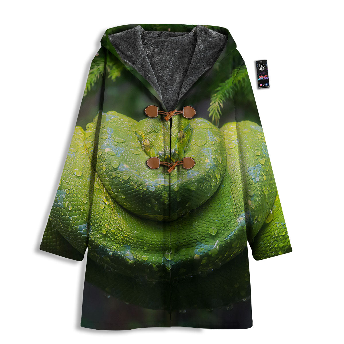 Python Snake Green Tree Print Men's Windbreaker Jacket-grizzshop