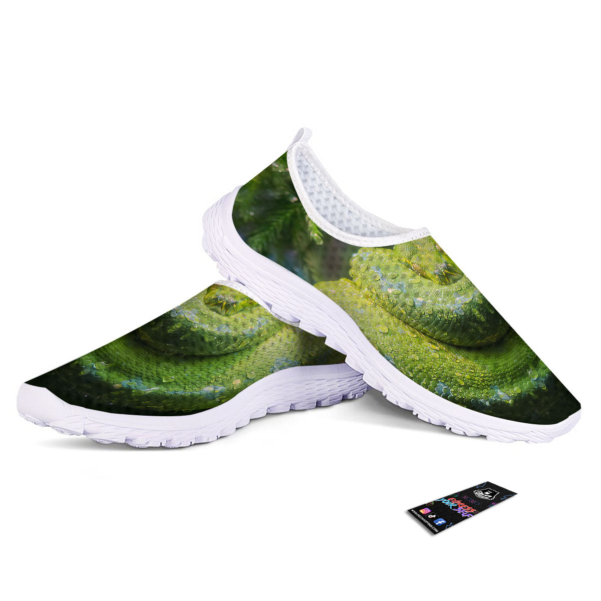 Python Snake Green Tree Print Nurse Shoes-grizzshop