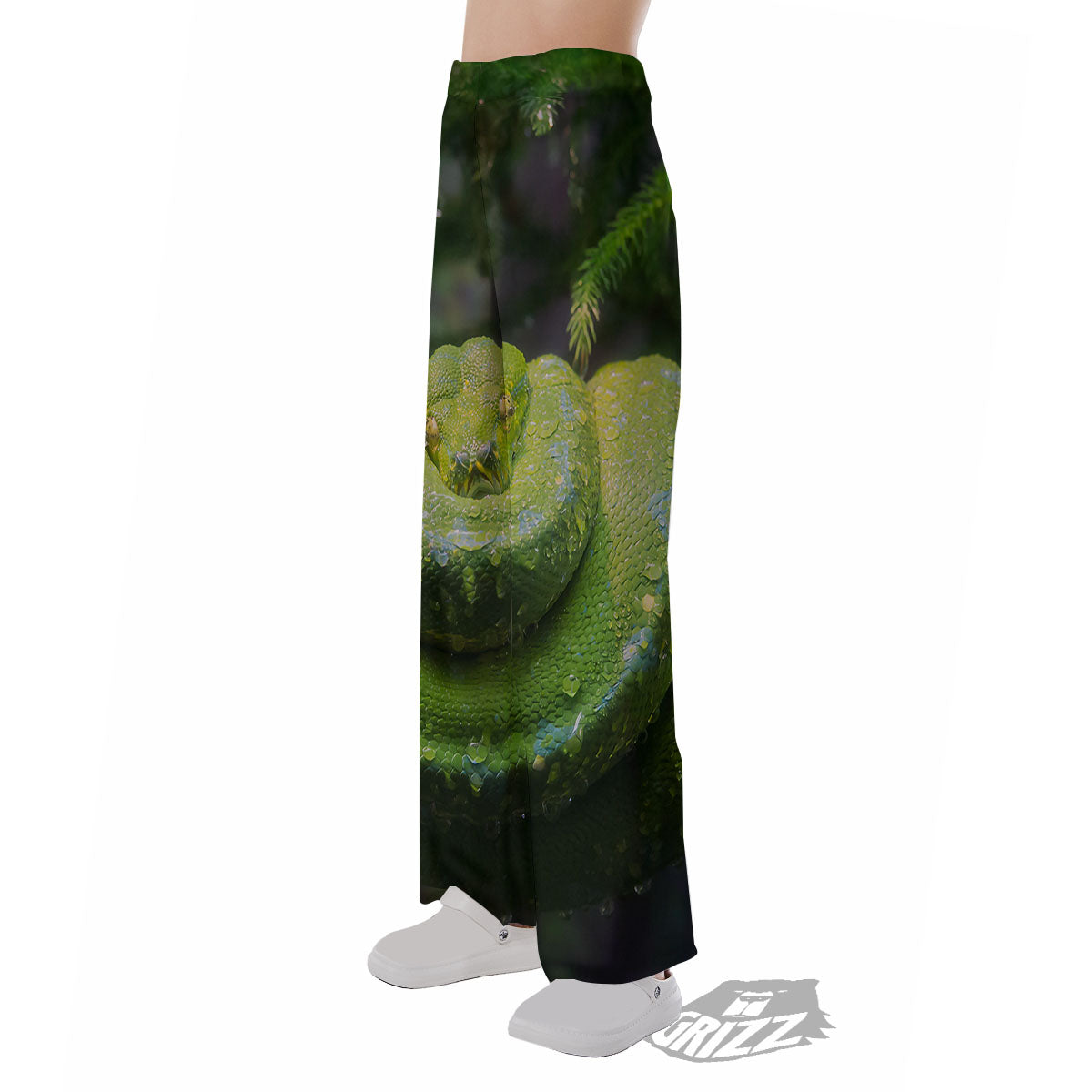 Python Snake Green Tree Print Pajama Pants-grizzshop