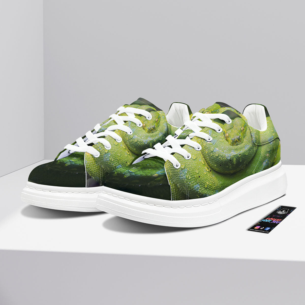 Python Snake Green Tree Print Platform Shoes-grizzshop