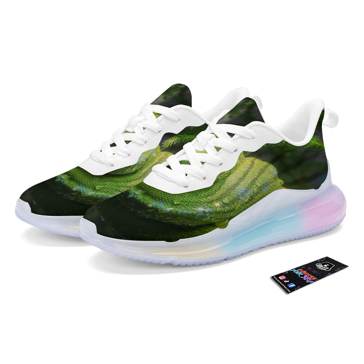 Python Snake Green Tree Print Running Sneakers-grizzshop