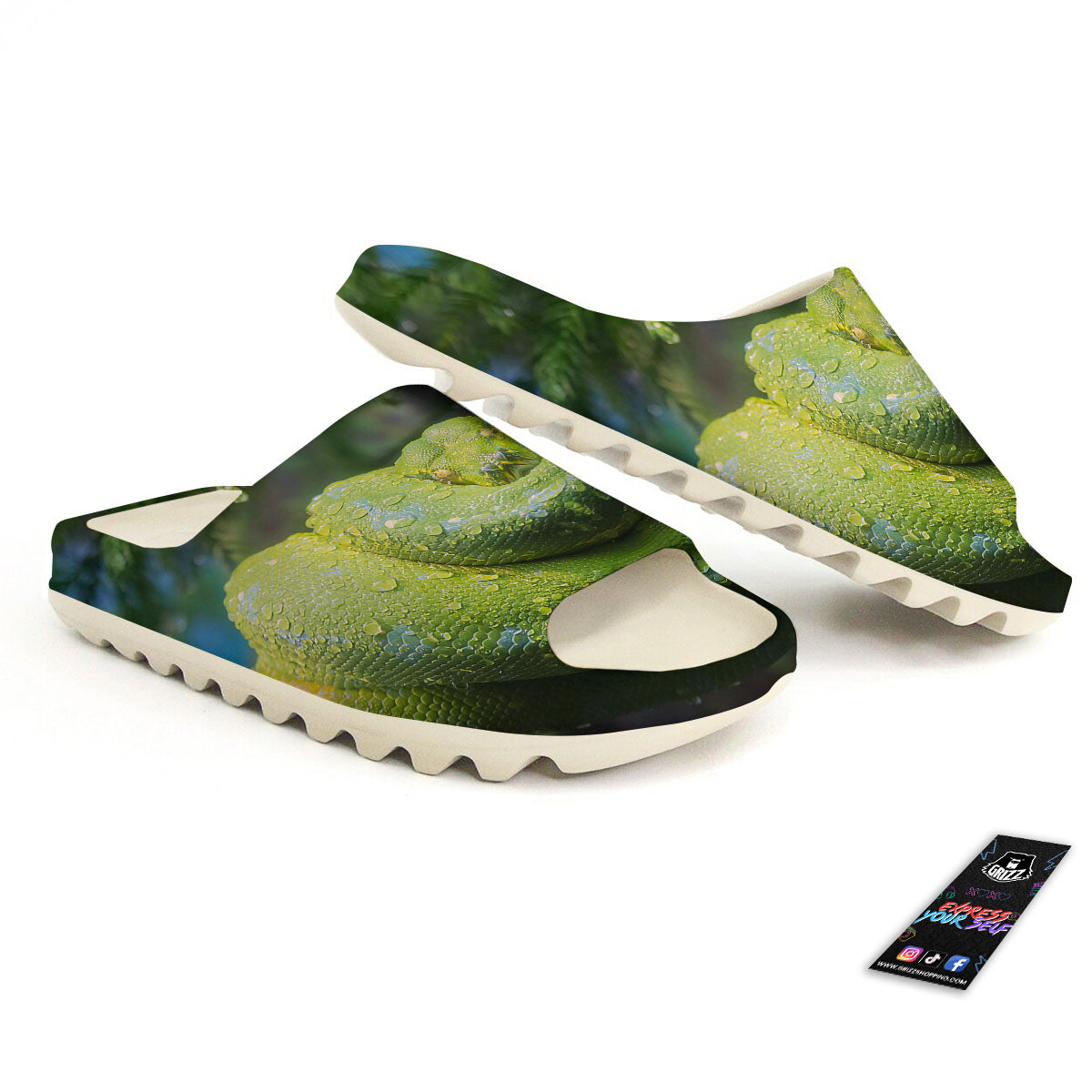 Python Snake Green Tree Print Sandals-grizzshop