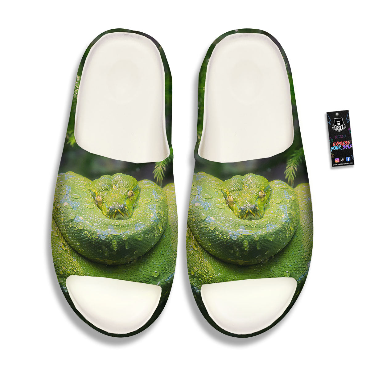 Python Snake Green Tree Print Sandals-grizzshop