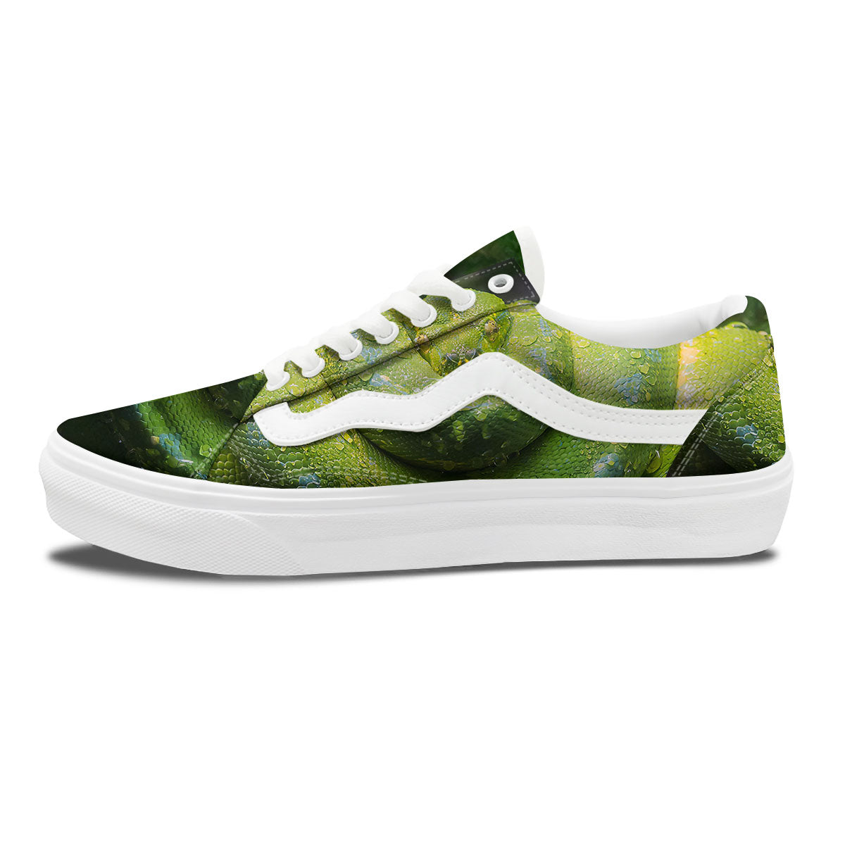 Python Snake Green Tree Print Skate Shoes-grizzshop