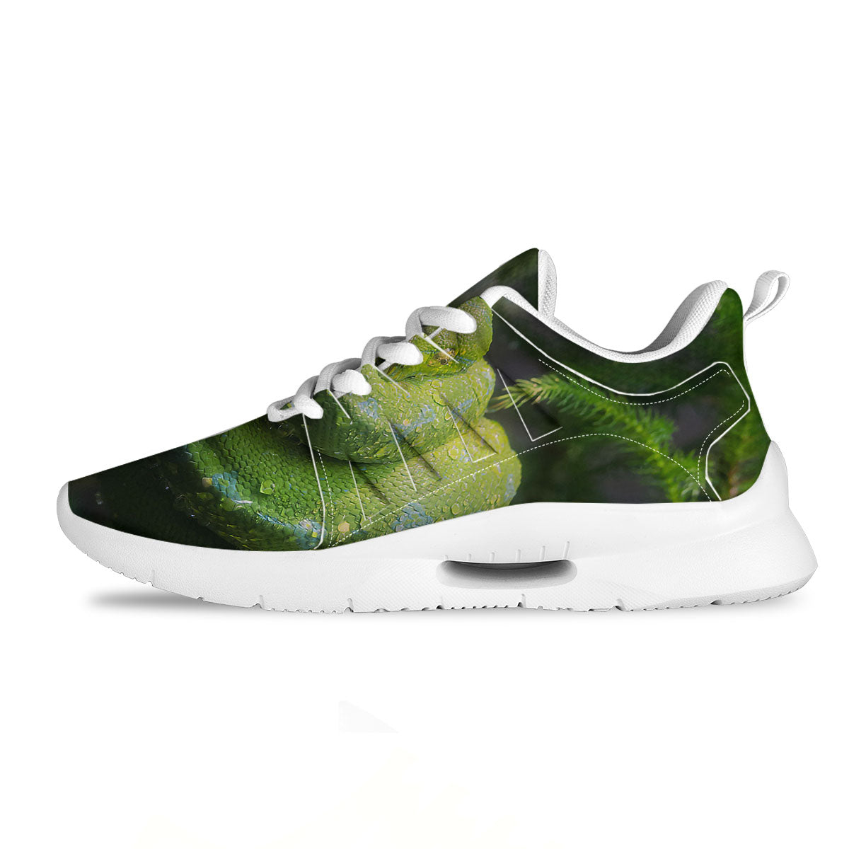 Python Snake Green Tree Print Tennis Shoes-grizzshop