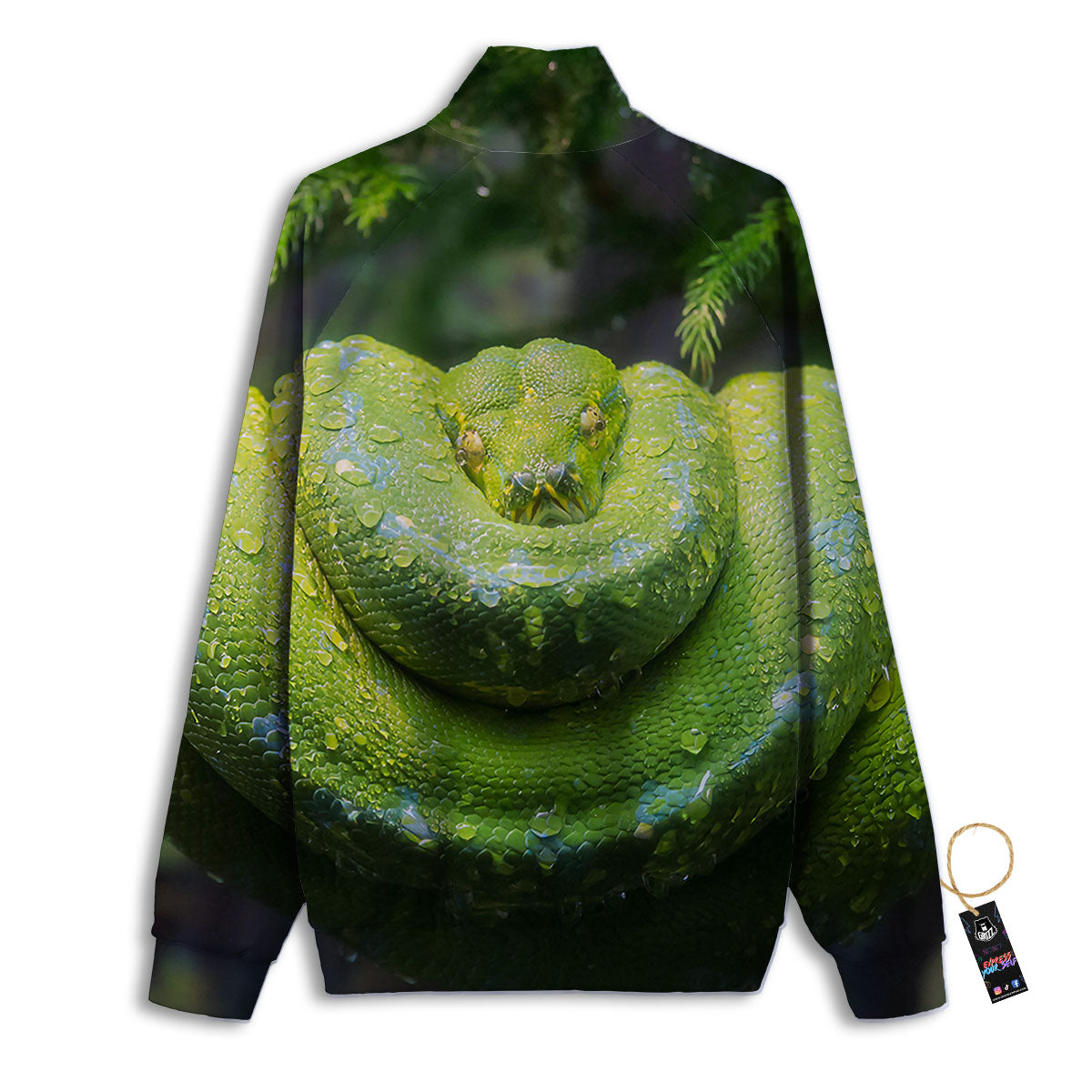 Python Snake Green Tree Print Track Jacket-grizzshop
