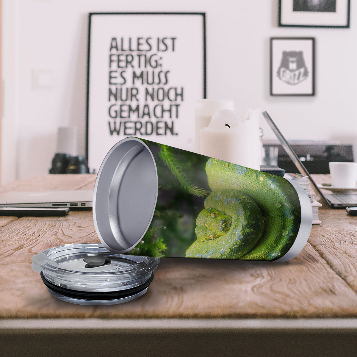 Python Snake Green Tree Print Tumbler-grizzshop