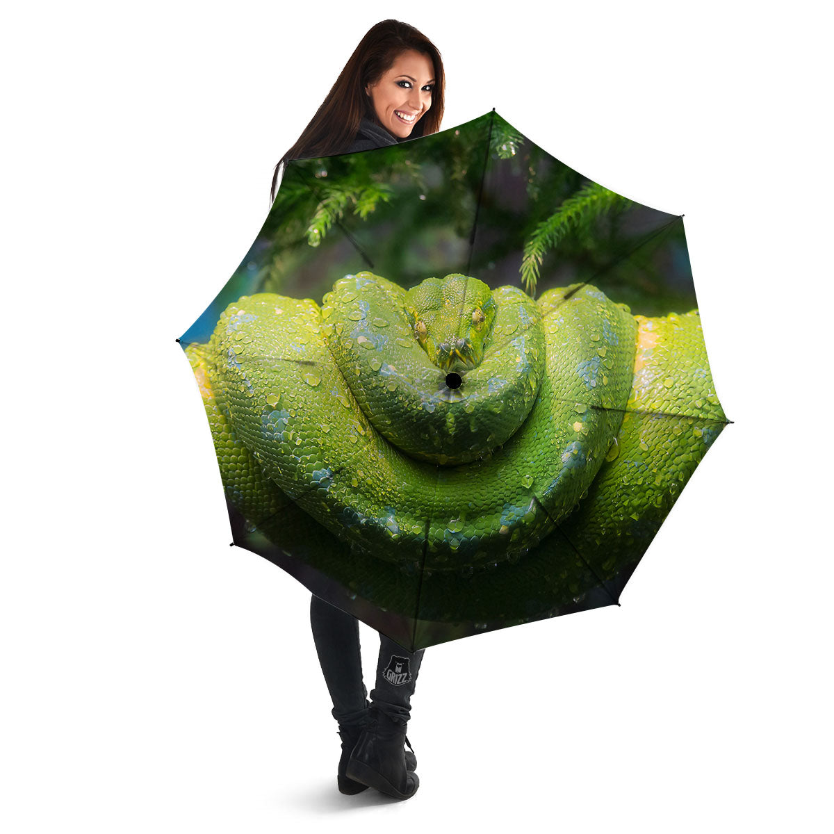 Python Snake Green Tree Print Umbrella-grizzshop