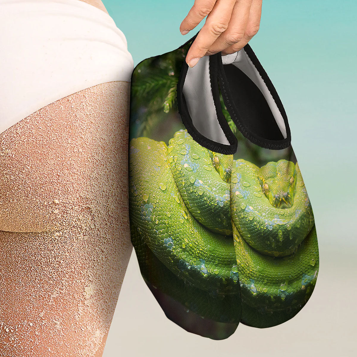 Python Snake Green Tree Print Water Shoes-grizzshop