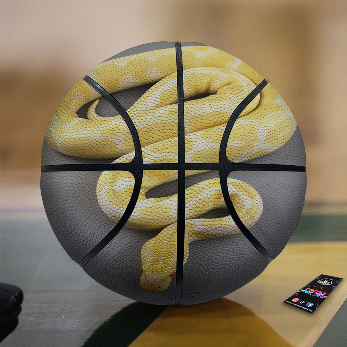 Python Snake Yellow And White Print Basketball