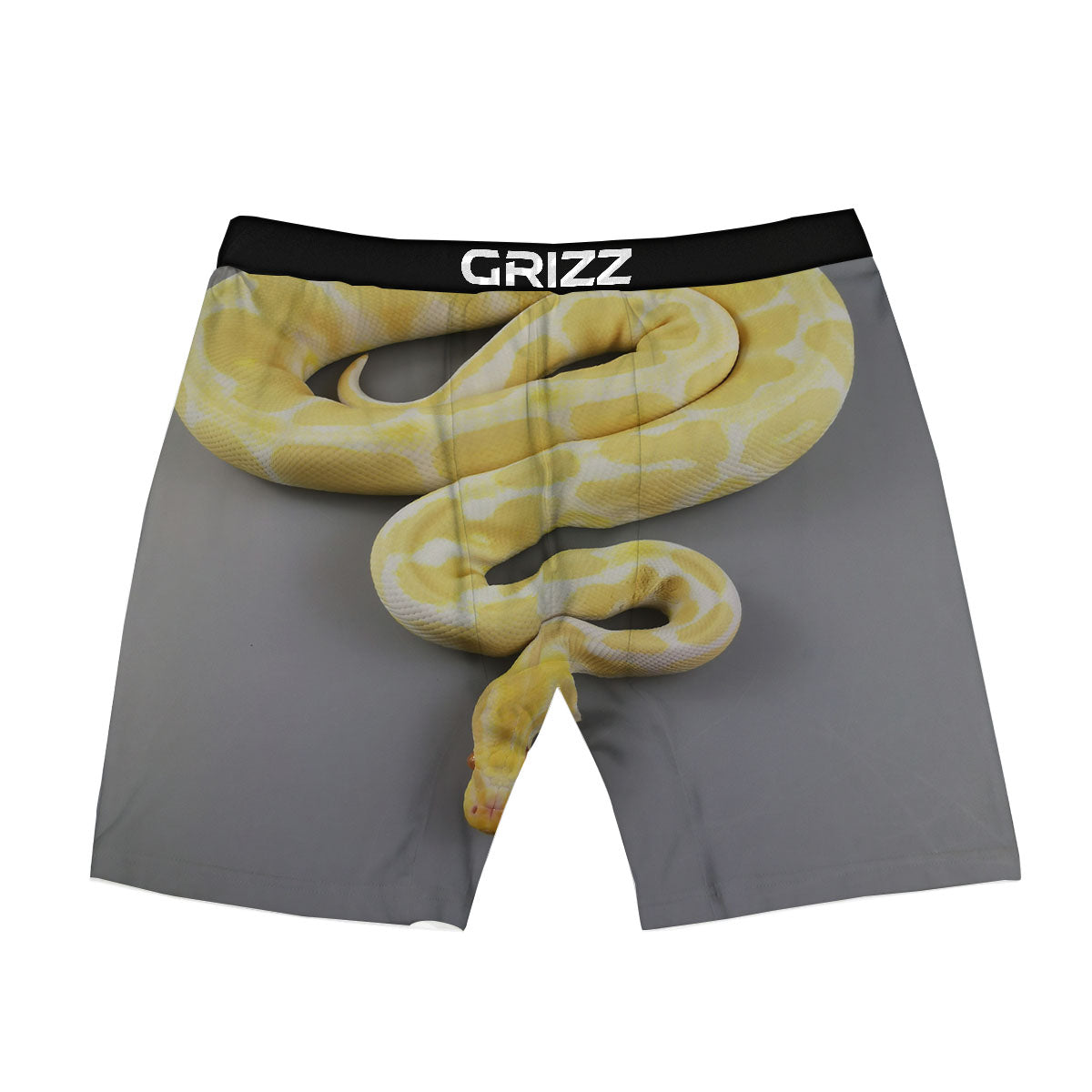 Python Snake Yellow And White Print Boxer Briefs-grizzshop