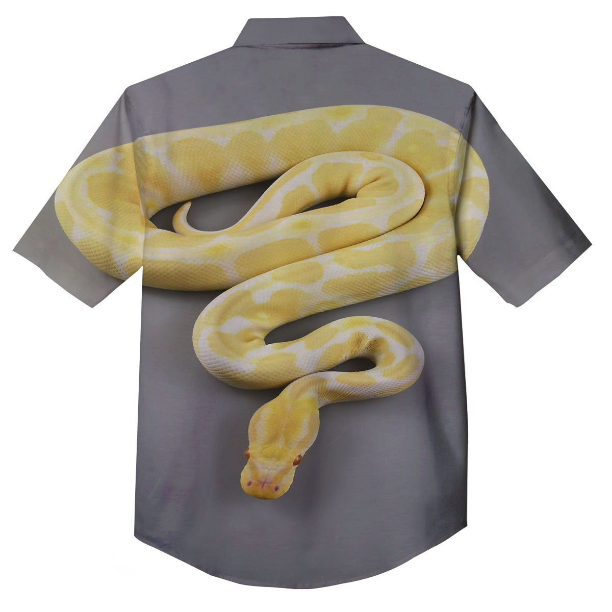 Python Snake Yellow And White Print Button Up Shirt-grizzshop