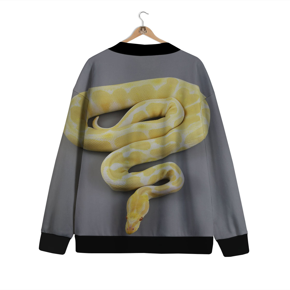Python Snake Yellow And White Print Cardigan-grizzshop