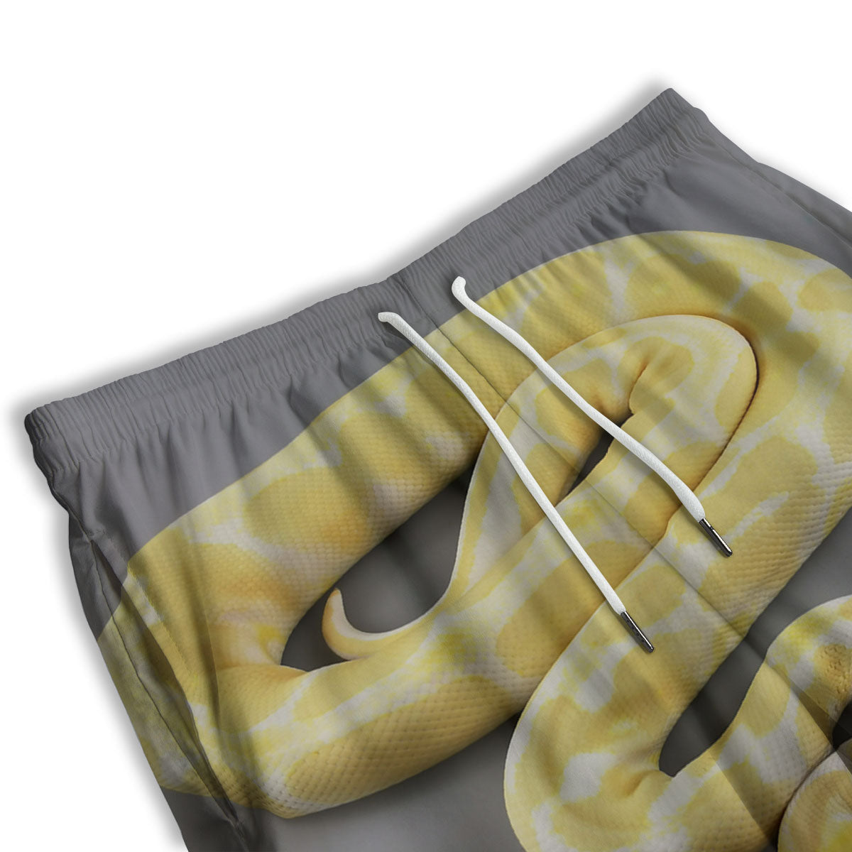 Python Snake Yellow And White Print Men's Athletic Shorts