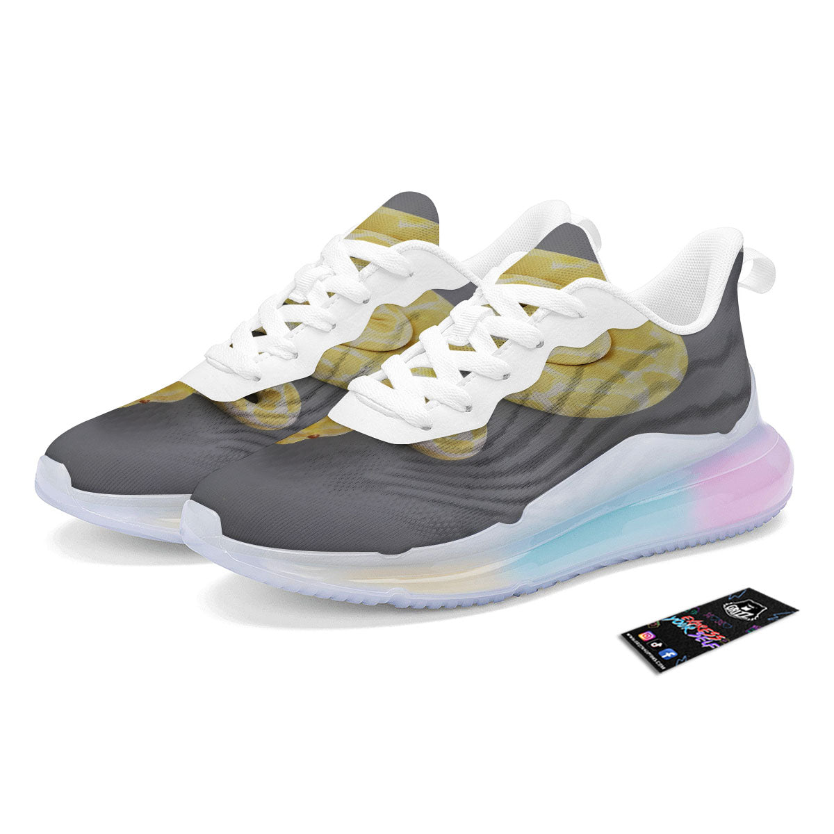 Python Snake Yellow And White Print Running Sneakers-grizzshop