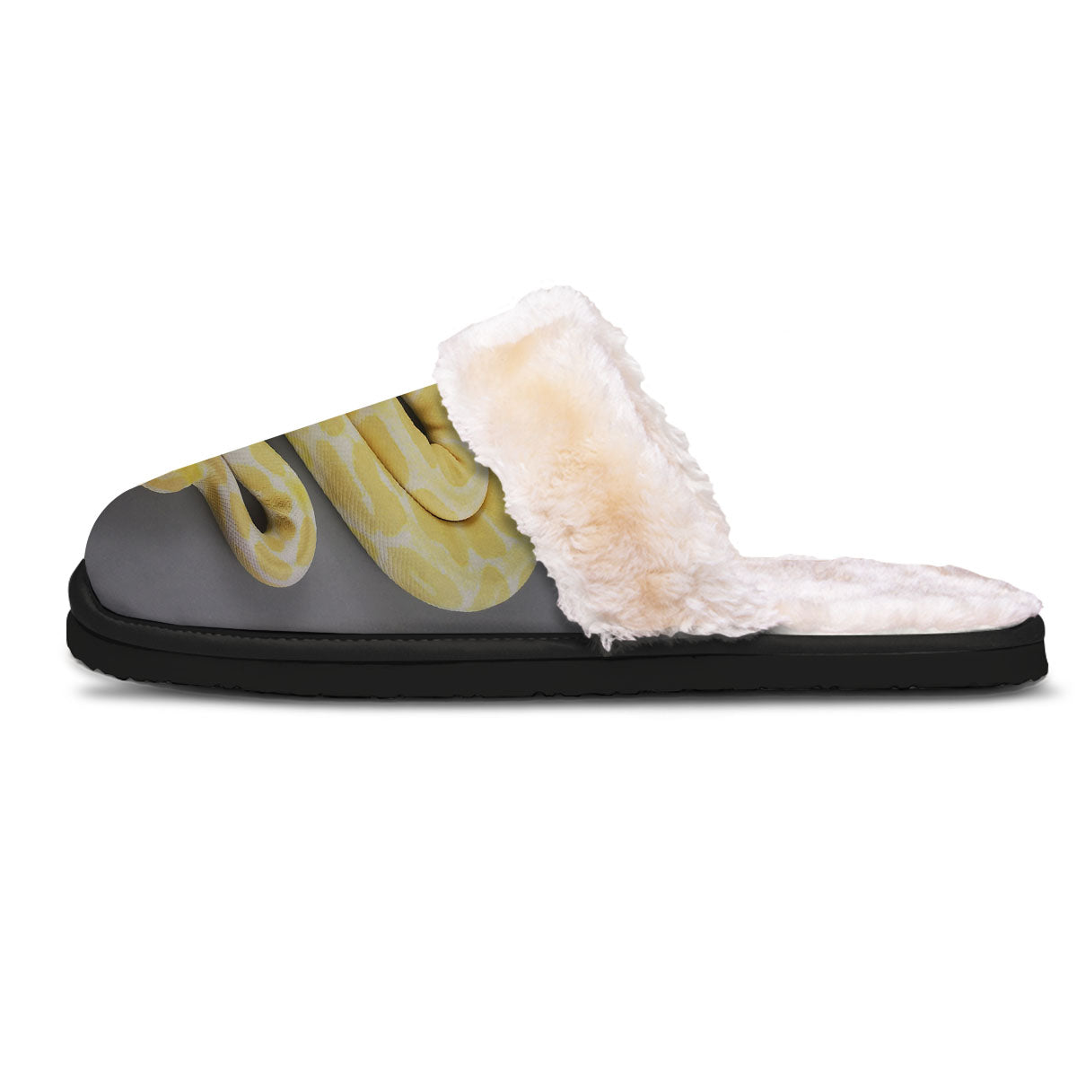 Python Snake Yellow And White Print Slippers-grizzshop