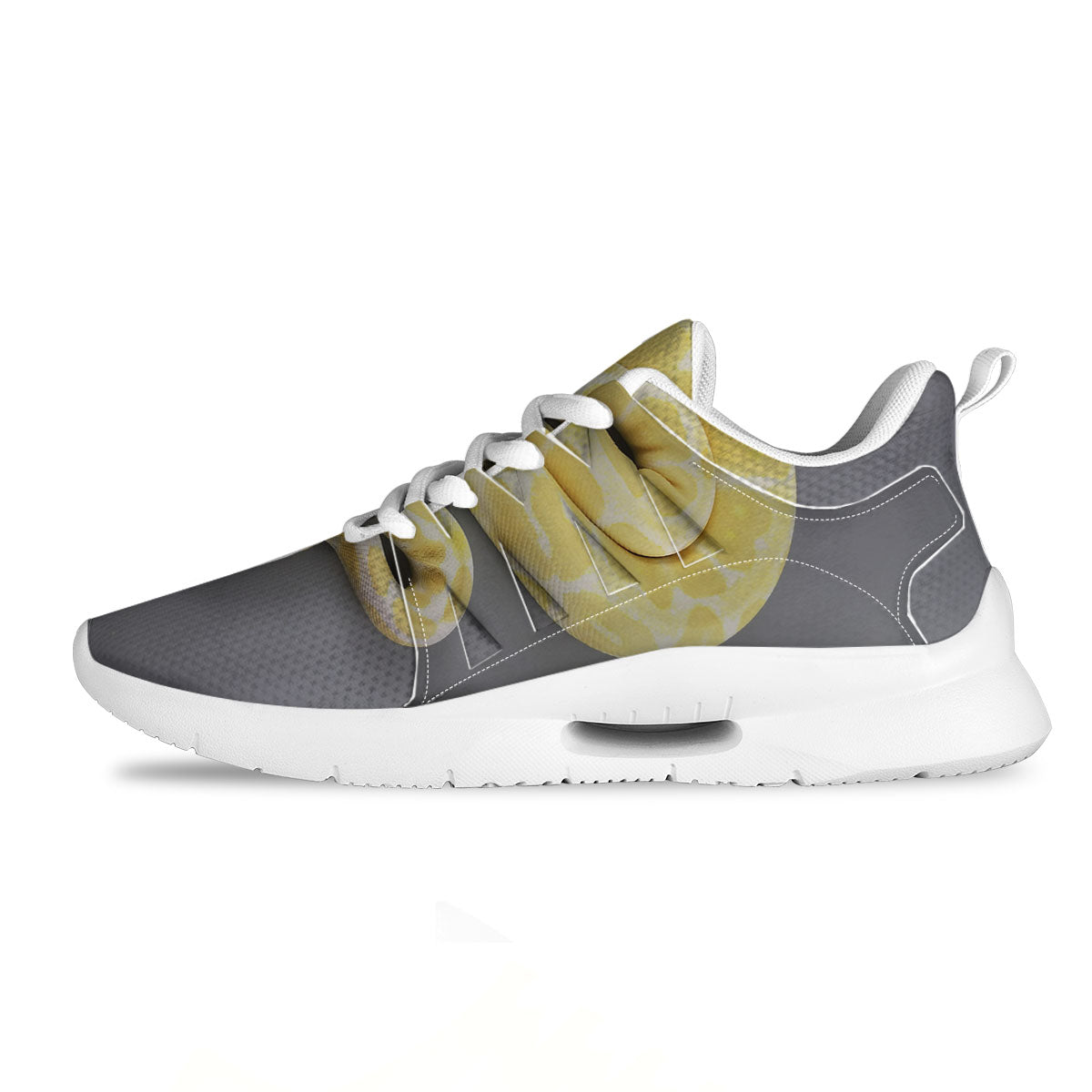 Python Snake Yellow And White Print Tennis Shoes-grizzshop
