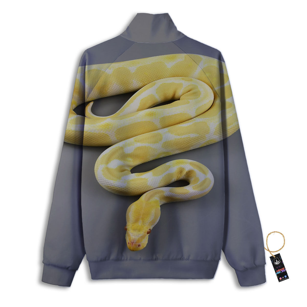 Python Snake Yellow And White Print Track Jacket-grizzshop