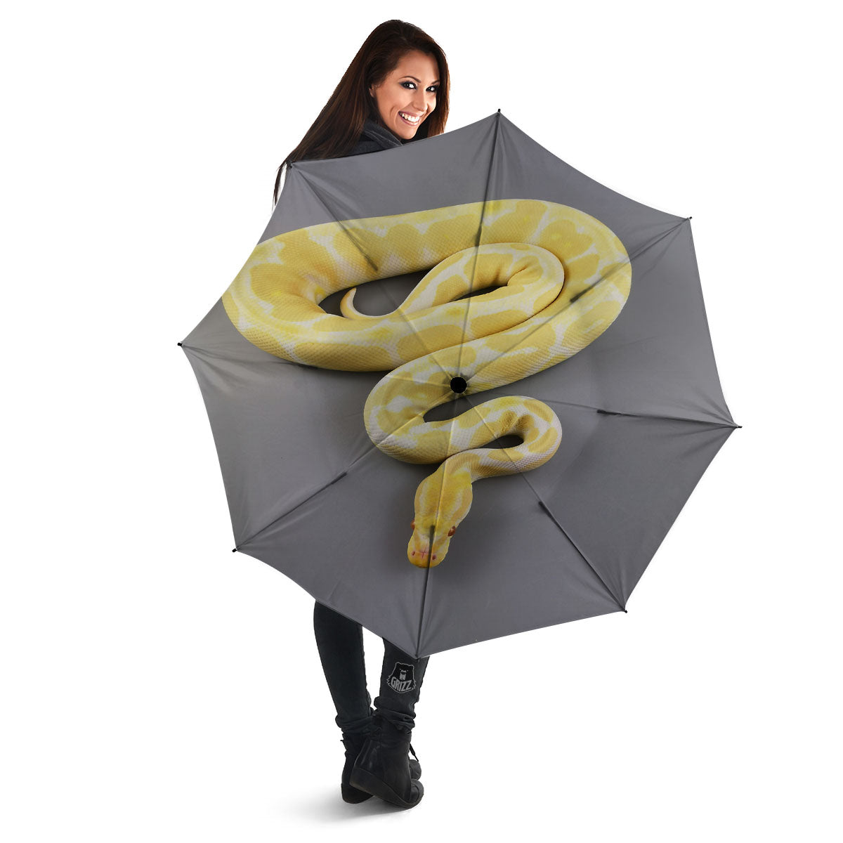 Python Snake Yellow And White Print Umbrella-grizzshop