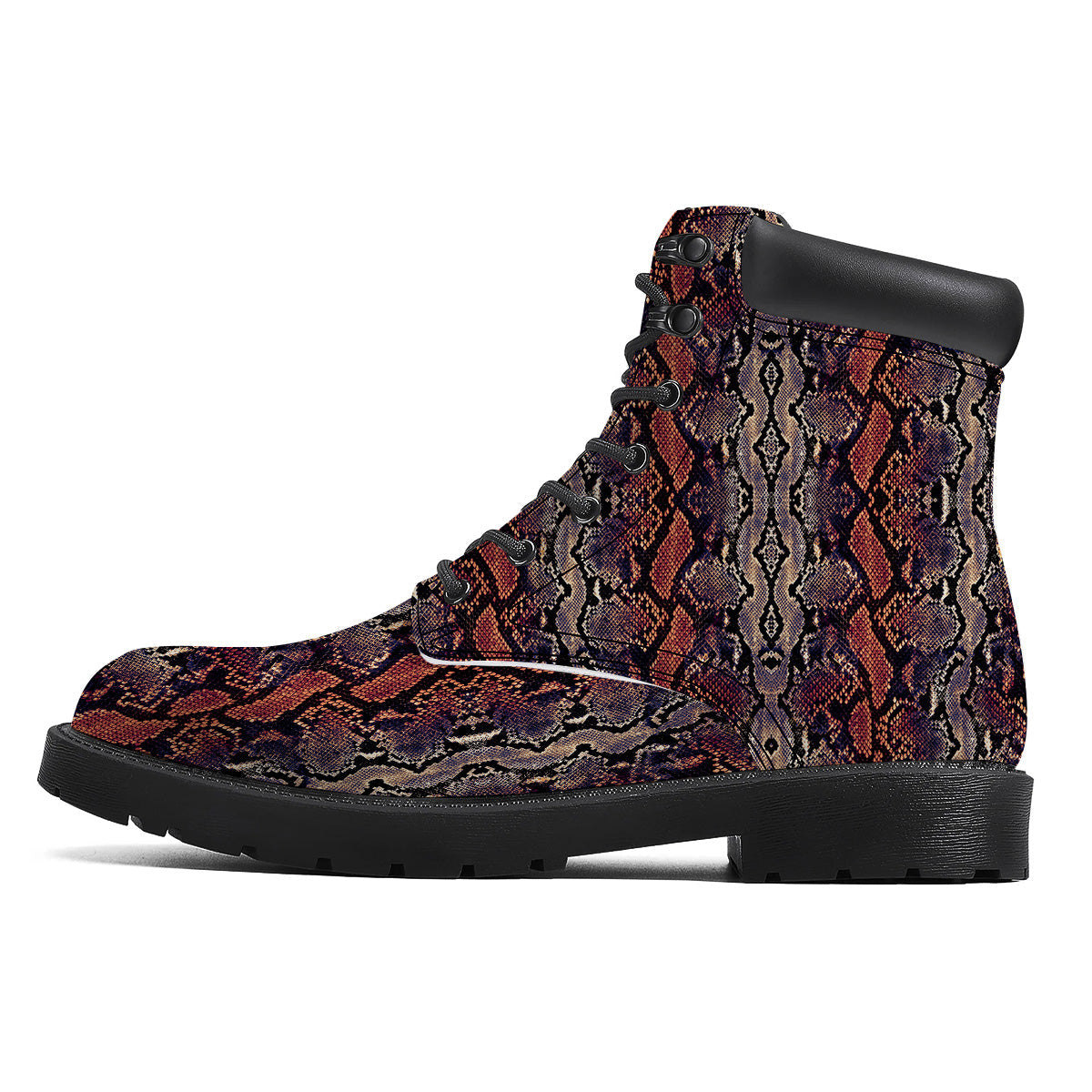 Python Snakeskin Brick Red Print Boots-grizzshop