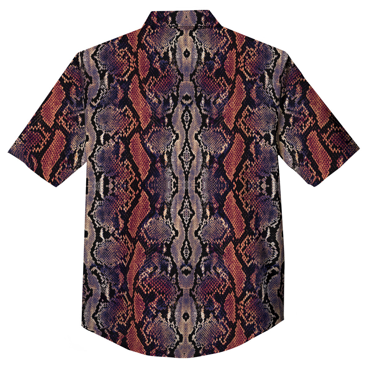 Python Snakeskin Brick Red Print Button Up Shirt-grizzshop