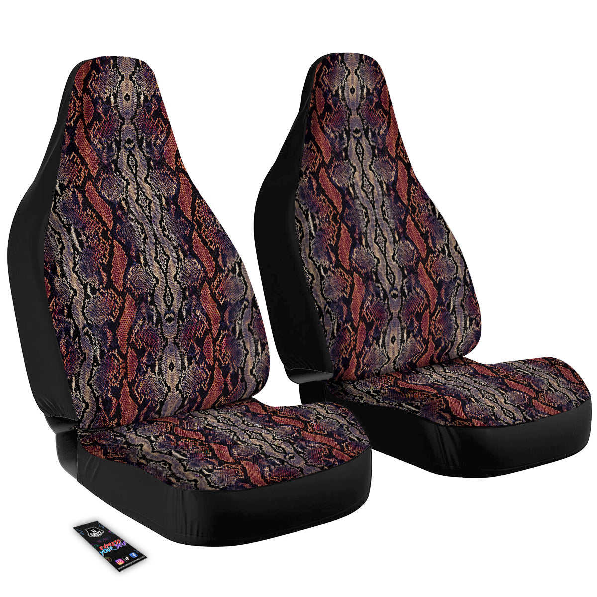 Python Snakeskin Brick Red Print Car Seat Covers-grizzshop