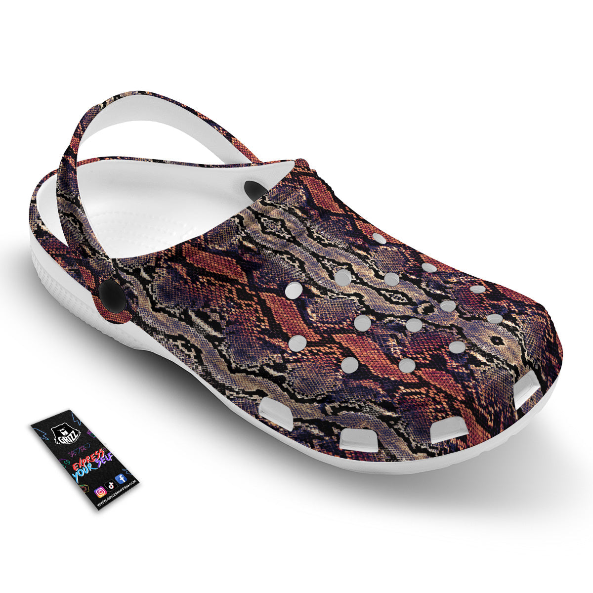 Python Snakeskin Brick Red Print Clog-grizzshop