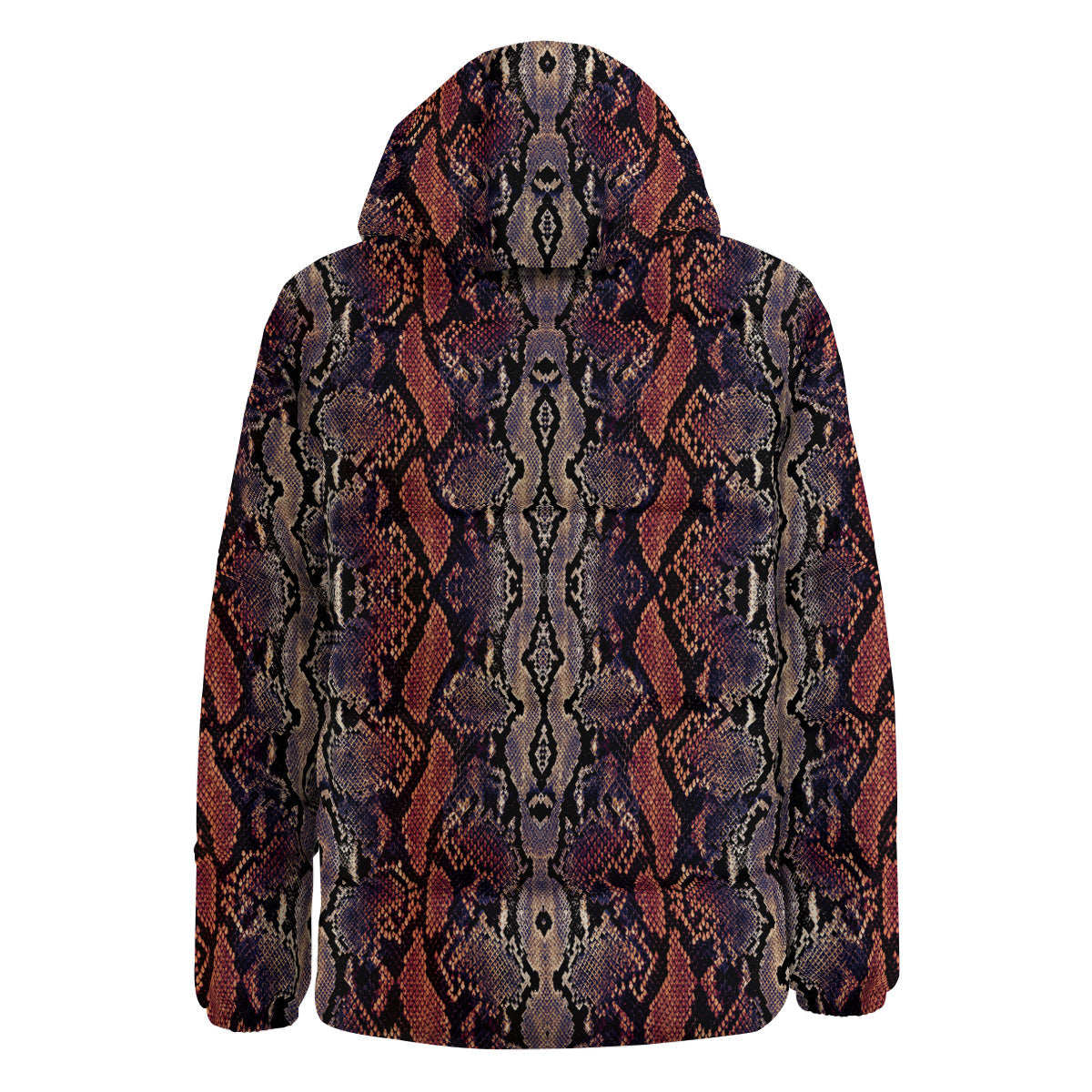 Python Snakeskin Brick Red Print Down Jacket-grizzshop