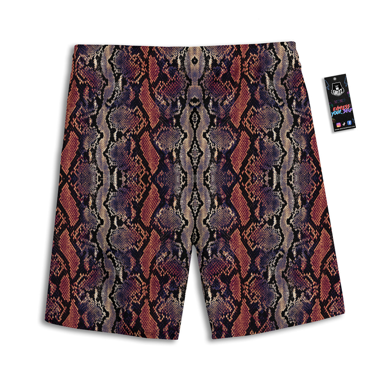 Python Snakeskin Brick Red Print Men's Athletic Shorts