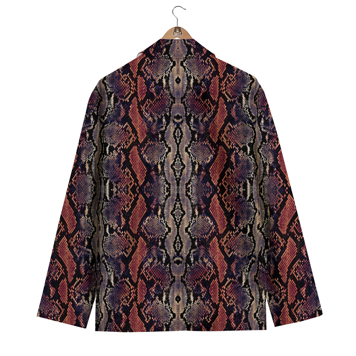 Python Snakeskin Brick Red Print Men's Blazer-grizzshop