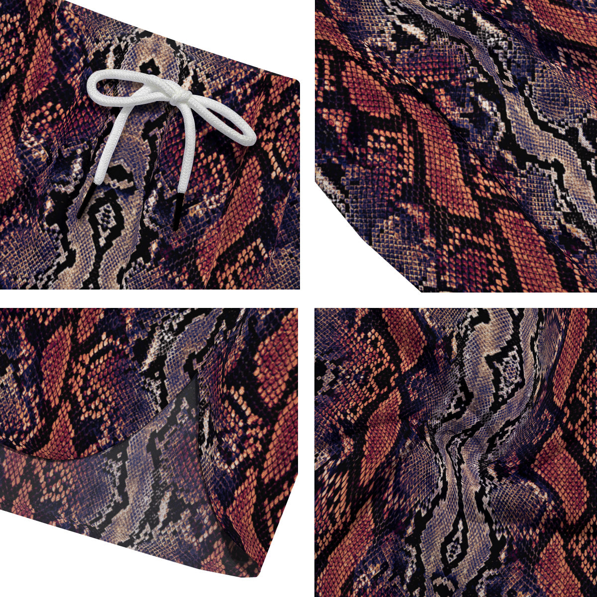 Python Snakeskin Brick Red Print Men's Running Shorts-grizzshop