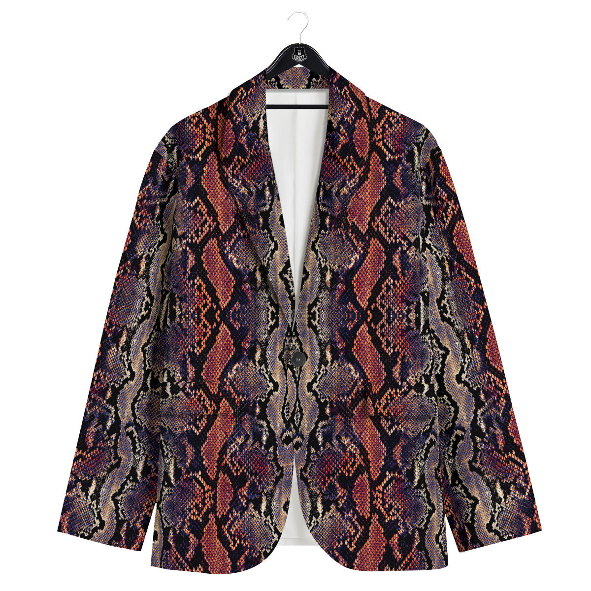 Python Snakeskin Brick Red Print Men's Sport Coat-grizzshop