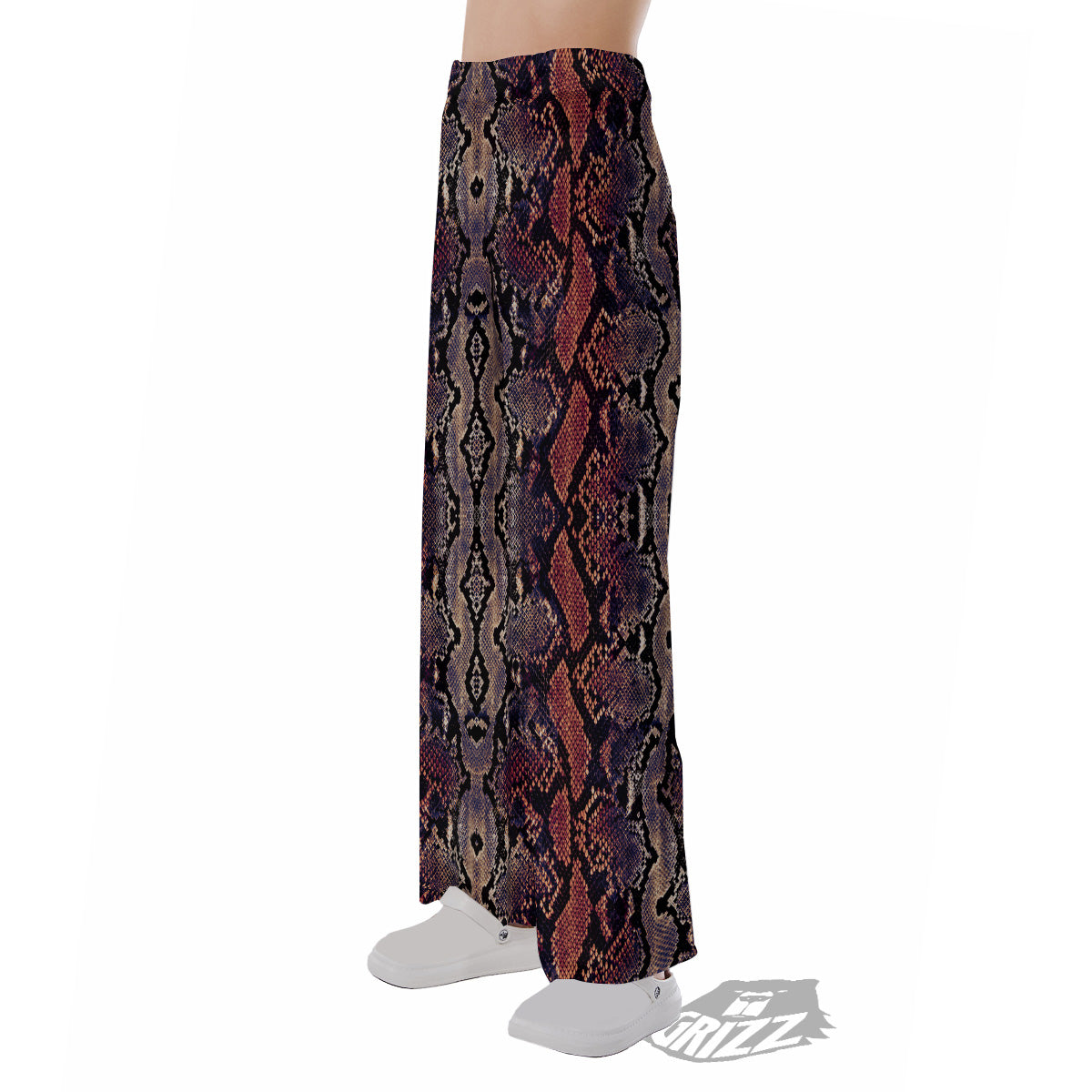 Python Snakeskin Brick Red Print Pajama Pants-grizzshop