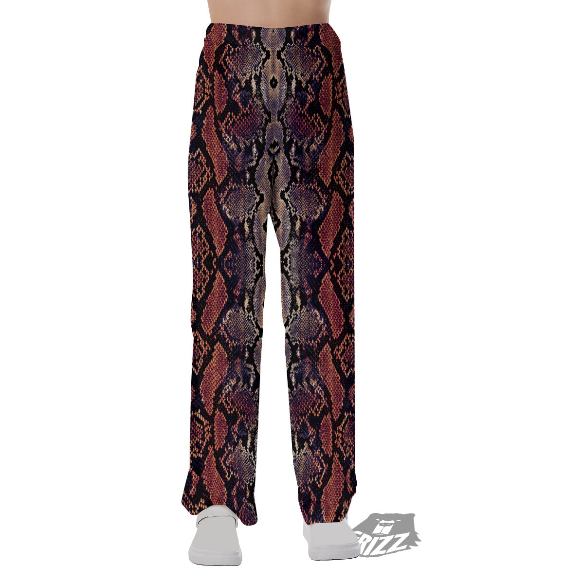 Python Snakeskin Brick Red Print Pajama Pants-grizzshop
