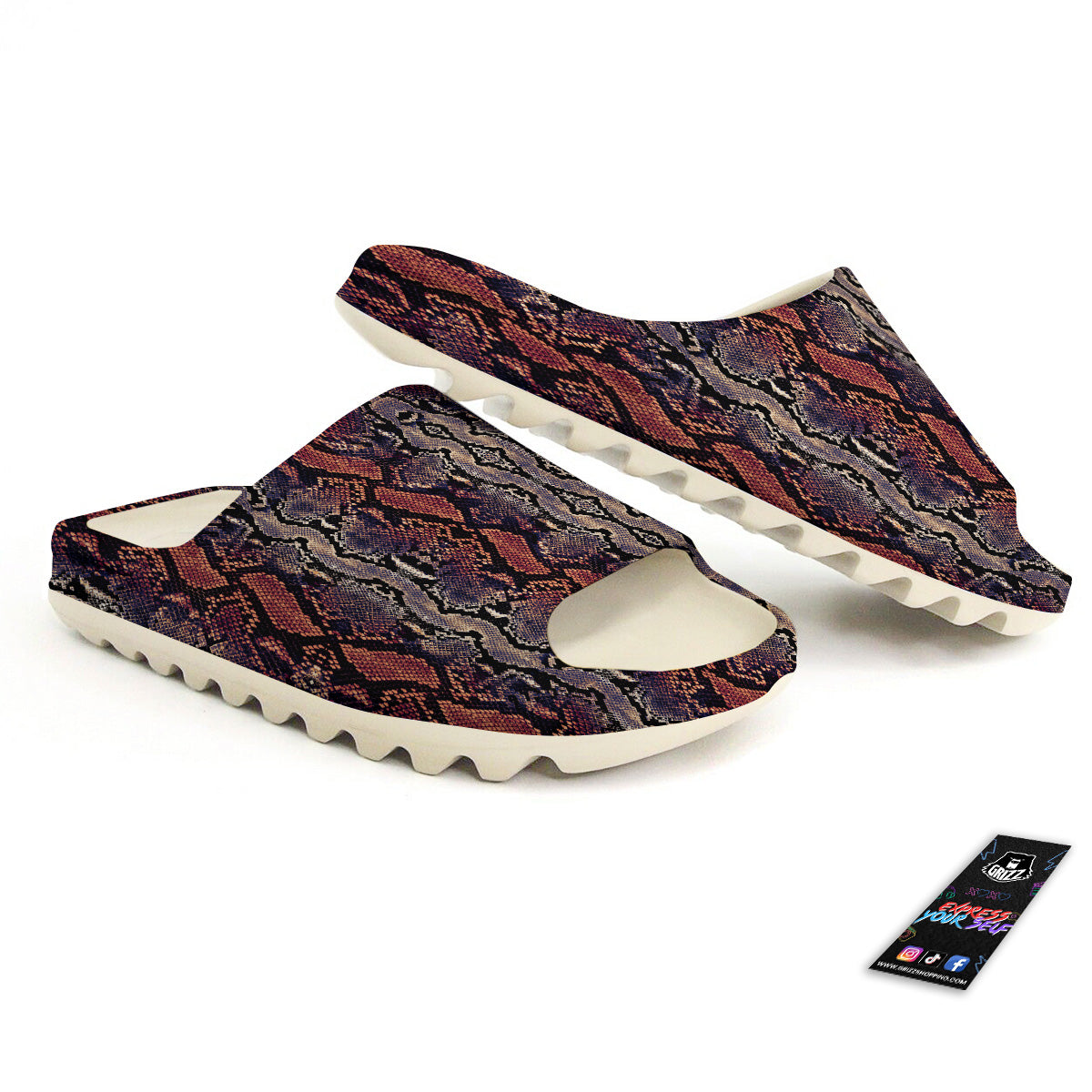 Python Snakeskin Brick Red Print Sandals-grizzshop