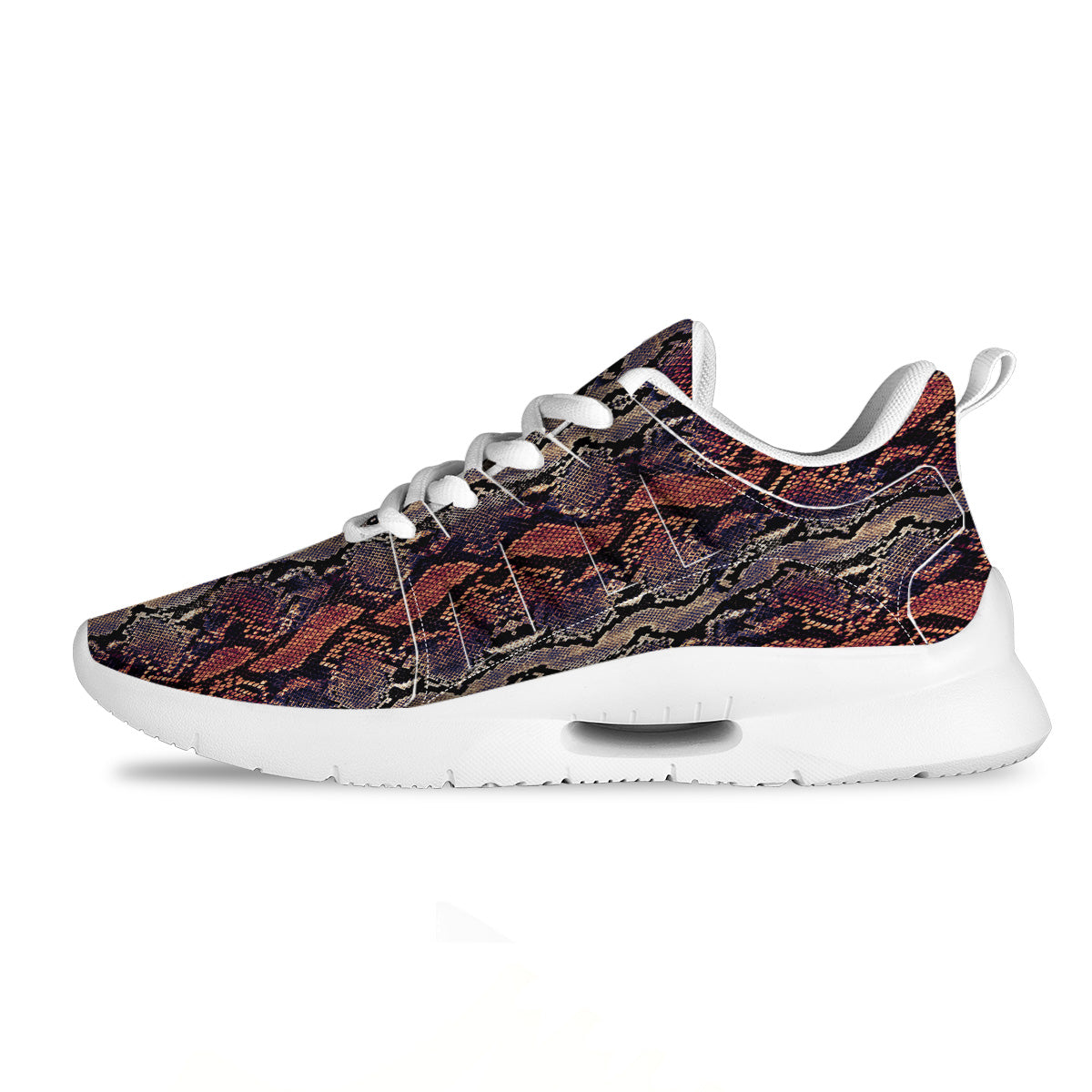 Python Snakeskin Brick Red Print Tennis Shoes-grizzshop
