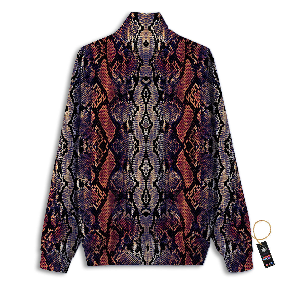 Python Snakeskin Brick Red Print Track Jacket-grizzshop