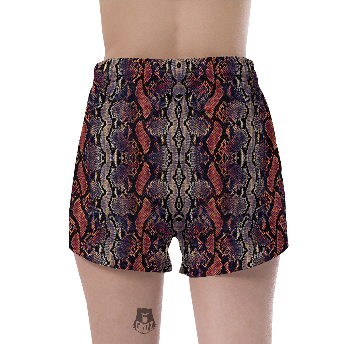 Python Snakeskin Brick Red Print Women's Shorts-grizzshop