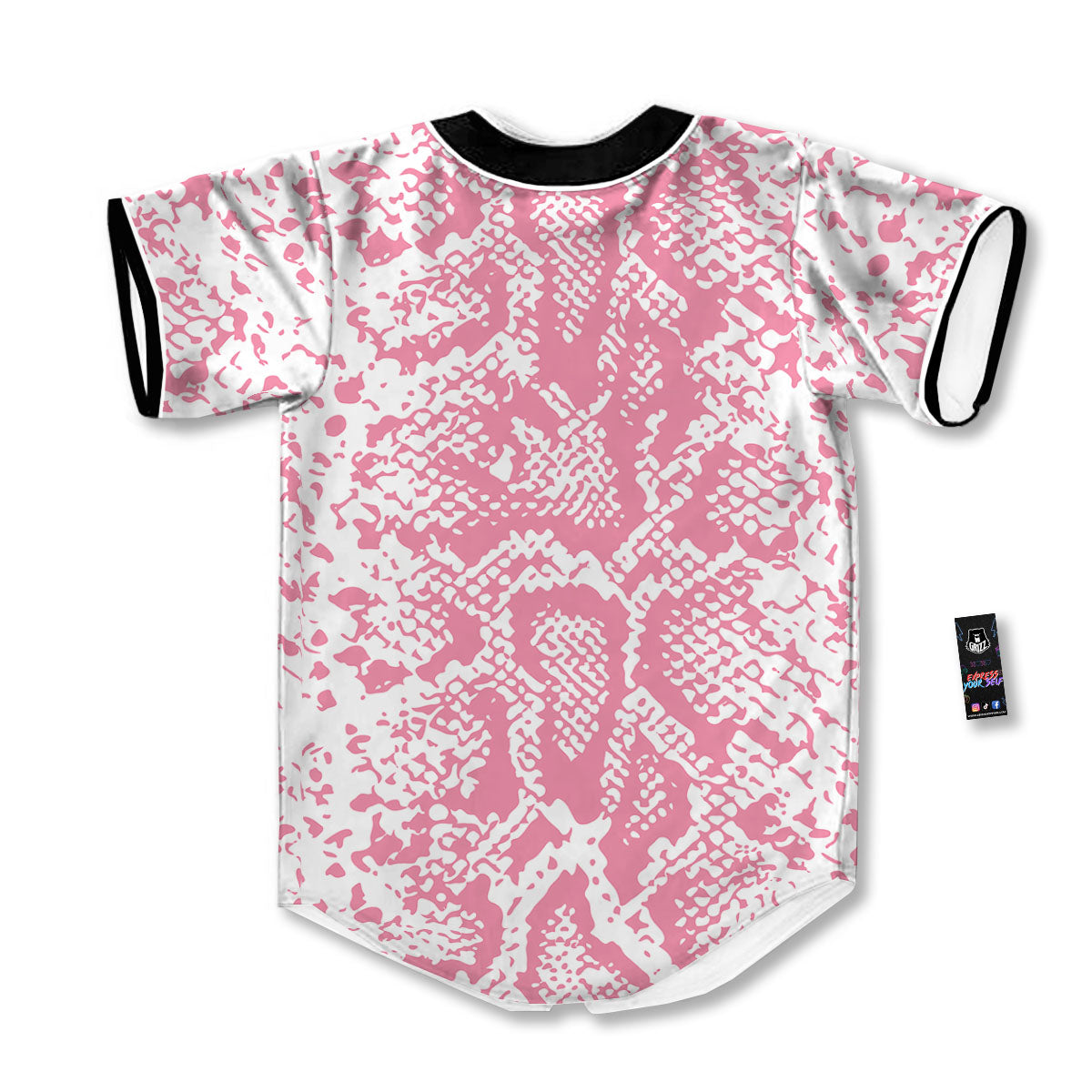 Python Snakeskin Pink Print Baseball Jersey-grizzshop