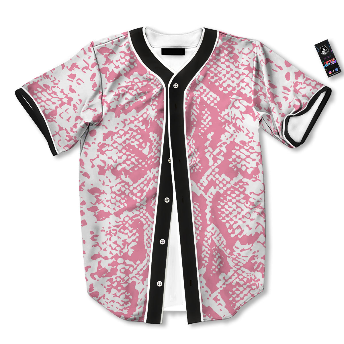Python Snakeskin Pink Print Baseball Jersey-grizzshop