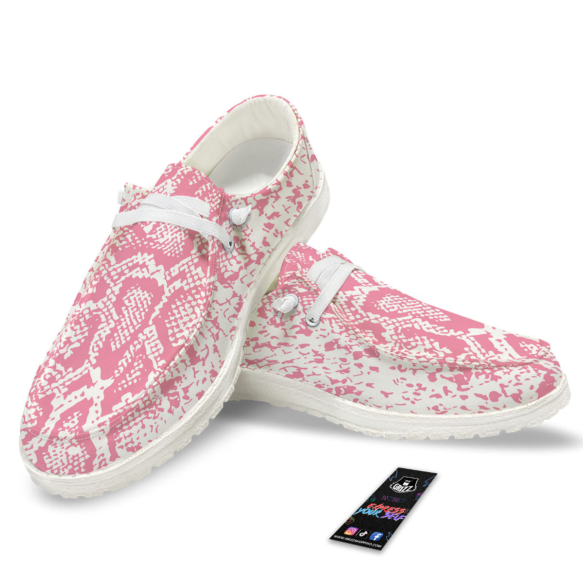 Python Snakeskin Pink Print Black Loafers-grizzshop