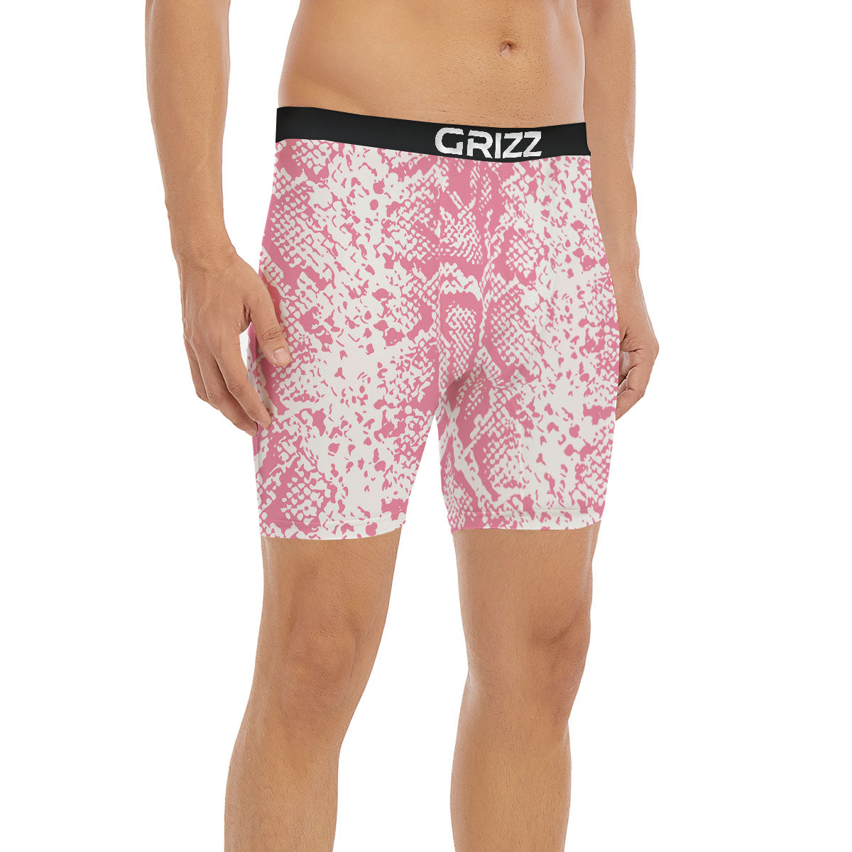 Python Snakeskin Pink Print Boxer Briefs-grizzshop