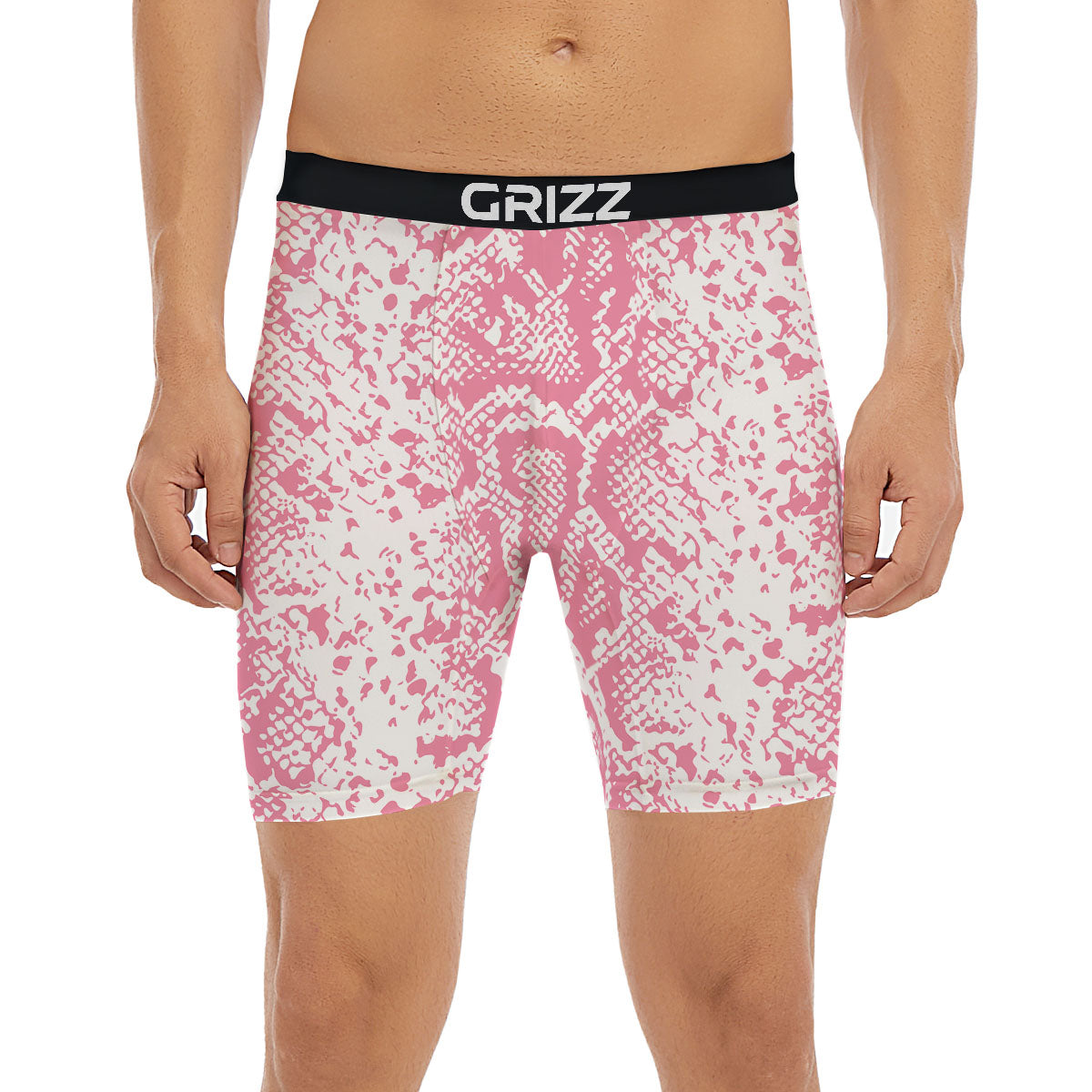 Python Snakeskin Pink Print Boxer Briefs-grizzshop